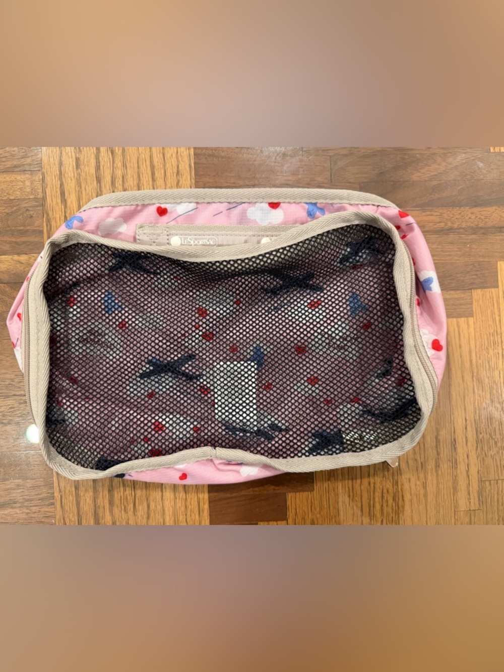 Lesportsac Pink and Tan small packing cube